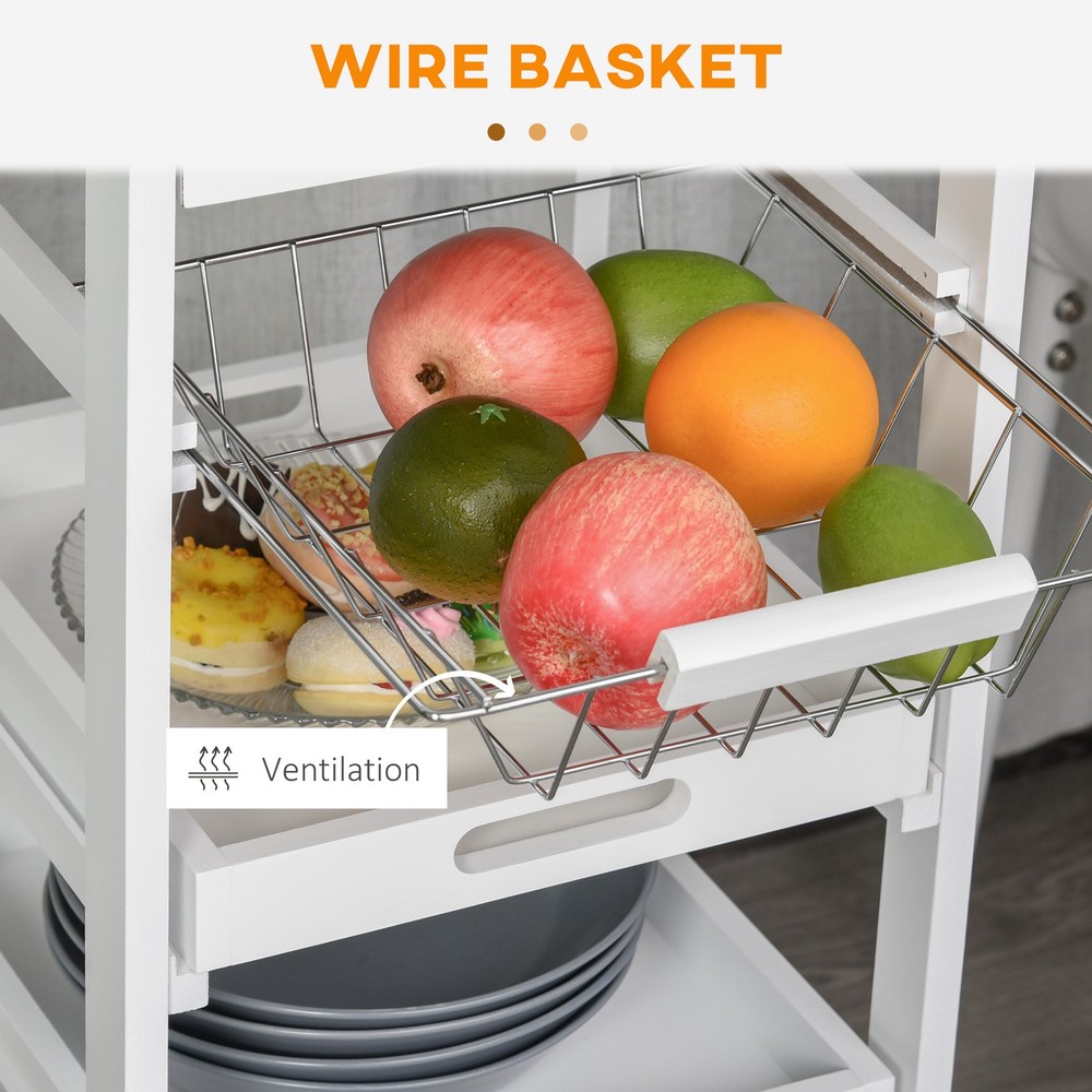 Mobile Kitchen Cart, Rolling Kitchen Island with Storage, Solid Wood Frame
