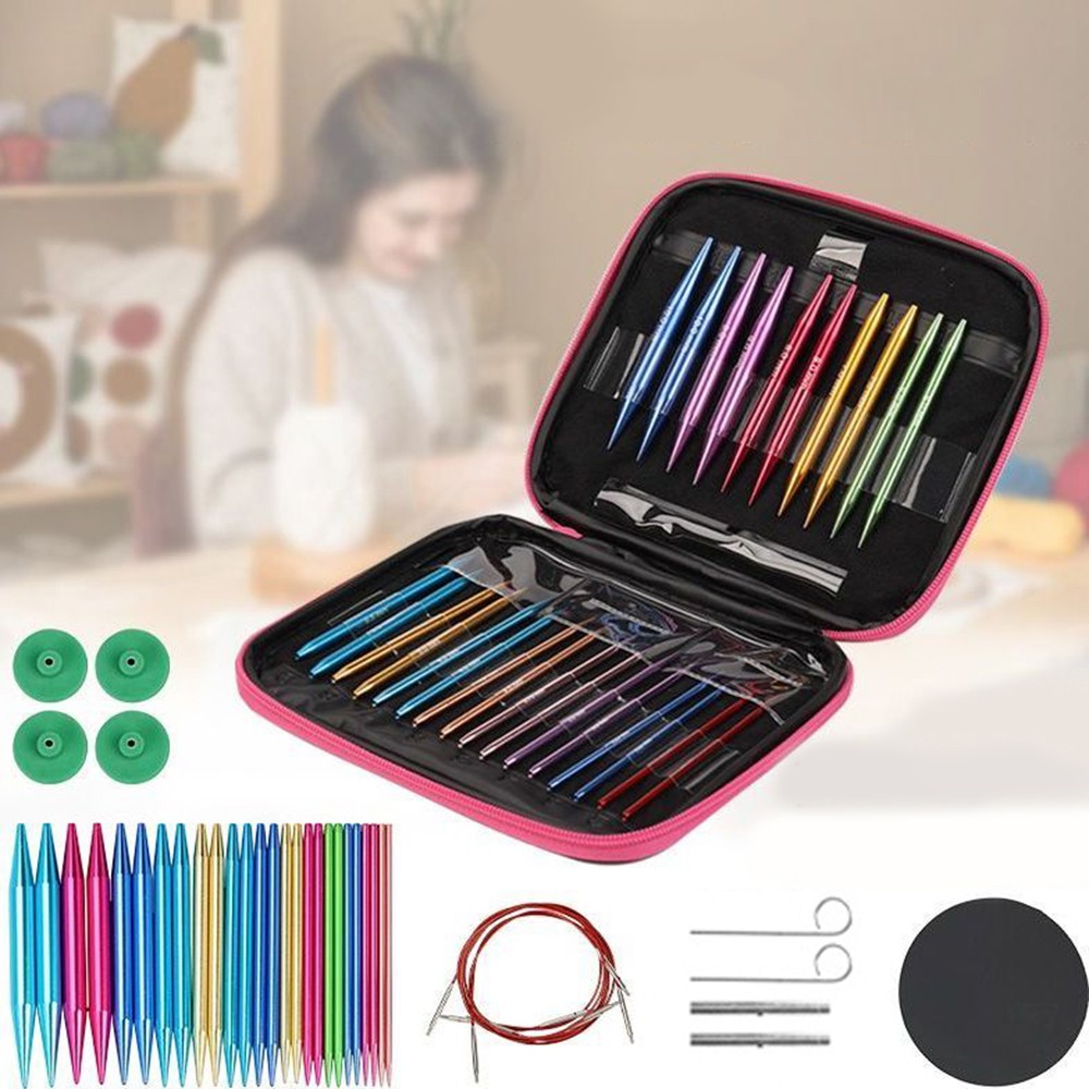 Knitting Needles Set Removable Interchangeable Head Circular Needles Colorful