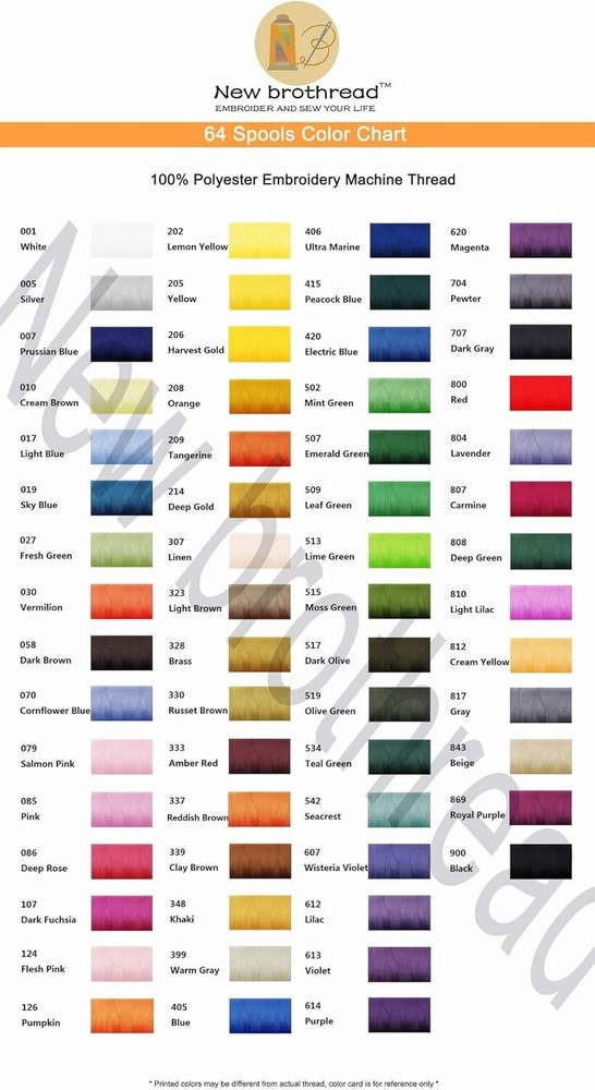 64 Spools 1000M Polyester Embroidery Thread Kit for Professionals & Beginners