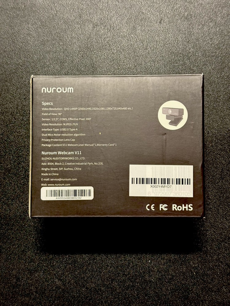 Nuroum 2K QHD Webcam model AW-V11 - Windows / Chrome / Mac / Android