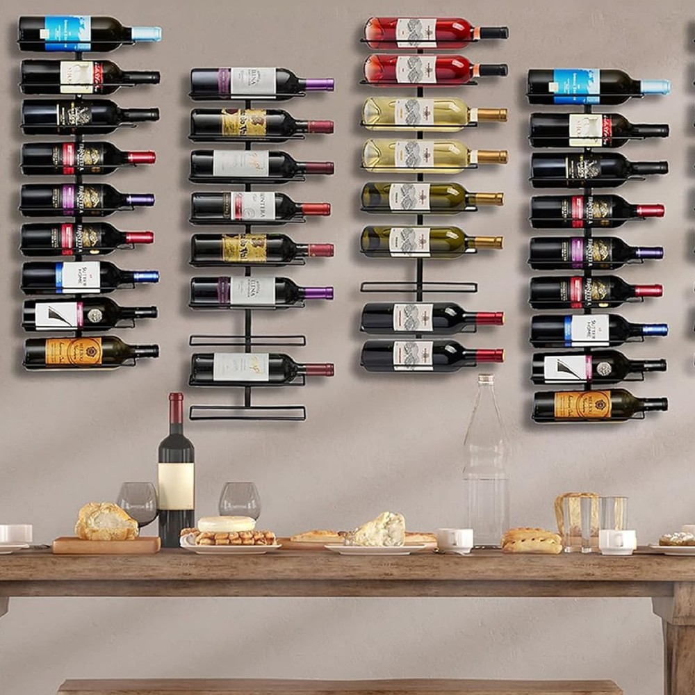 Stackable Wine Rack Wall Mount, Black, 3 Pack