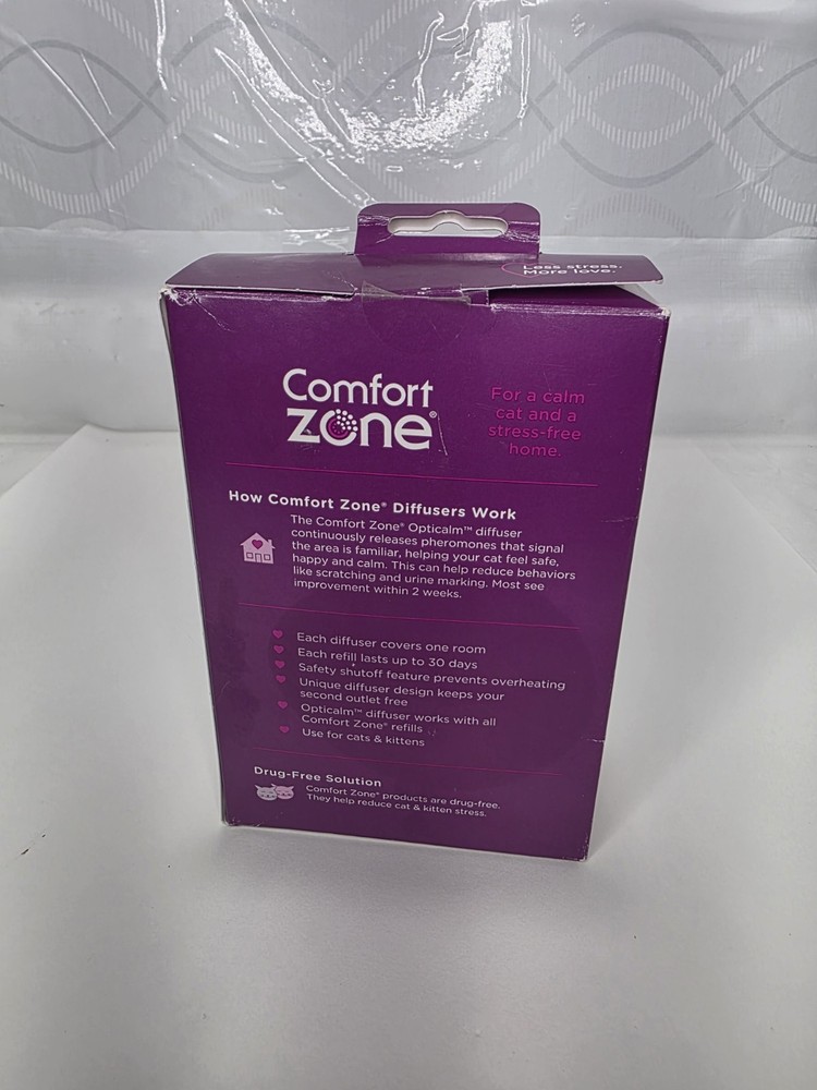 Comfort Zone Cat Calming Kit Opticalm Diffuser w/1 Refills 30 Day Supply (Read)