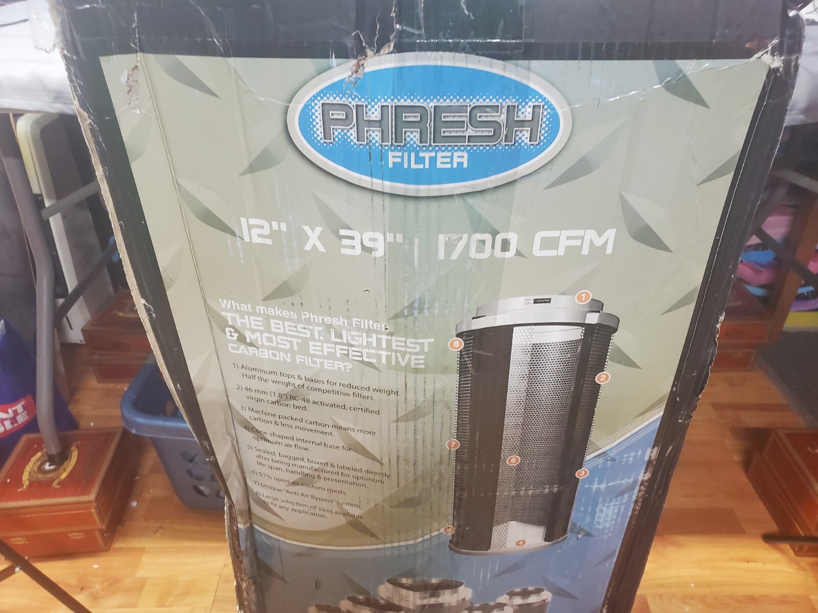 NEW PHRESH FILTER 12 IN X 39 IN 1700 CFM - Certified Carbon