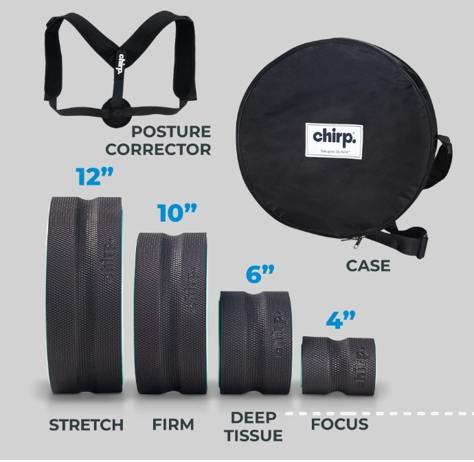 Chirp - Ultimate Back + Neck Bundle | 4-Pack Wheel Foam Roller Set for Back &...