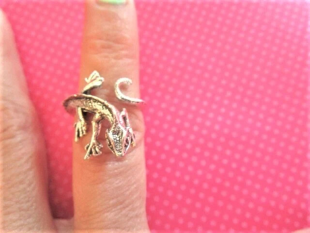 Lizard gecko silver wrap rings