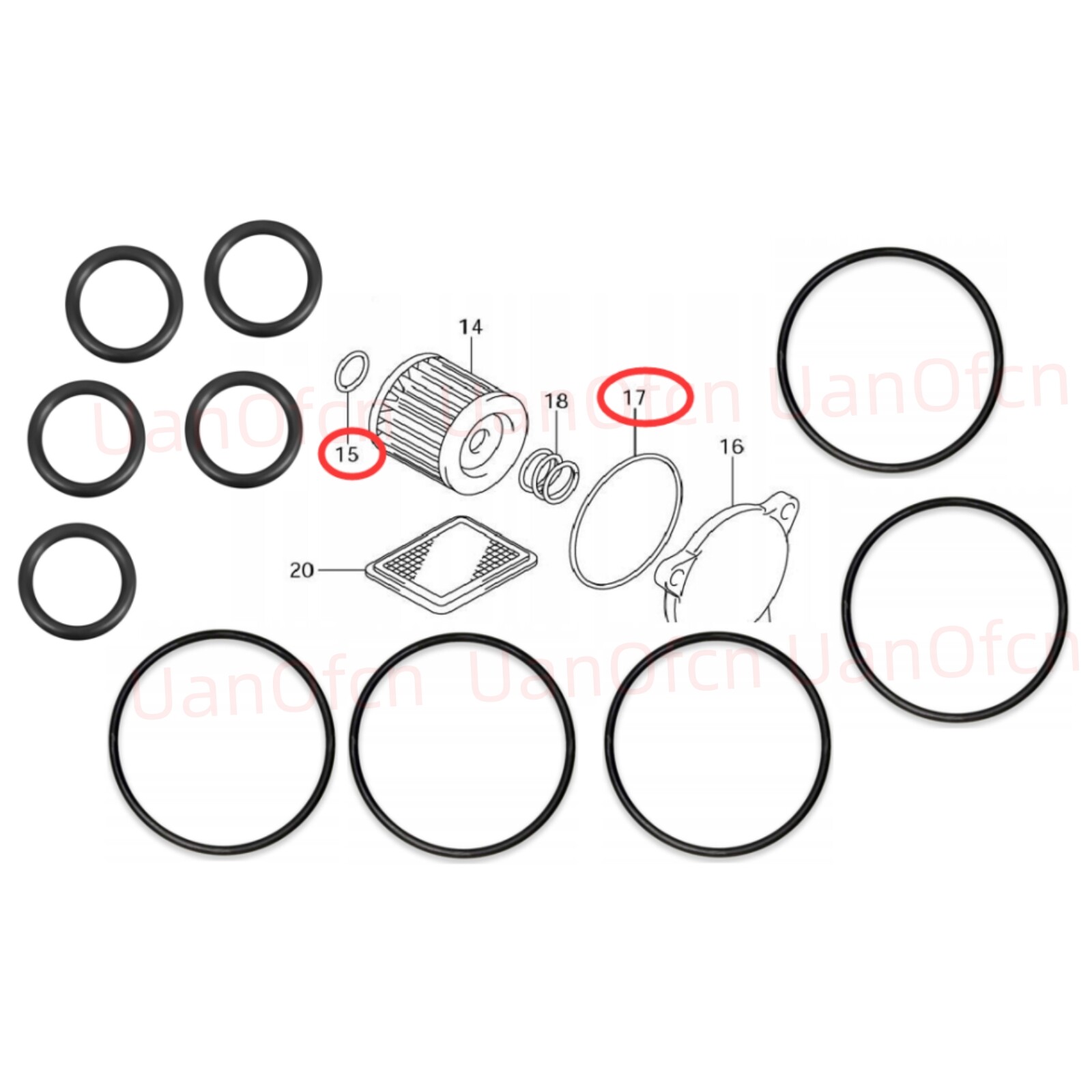 5pcs each SUZUKI Oil Filter O ring Seal Kit 09280-54001&09280-13004&09280-60005