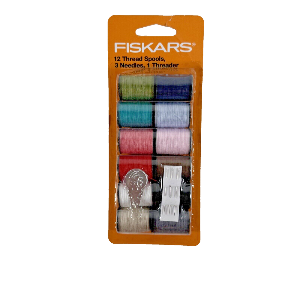 NEW SEALED Fiskars Hand Sewing 12 Threads/1 Needle/1 Threader Basics Pack
