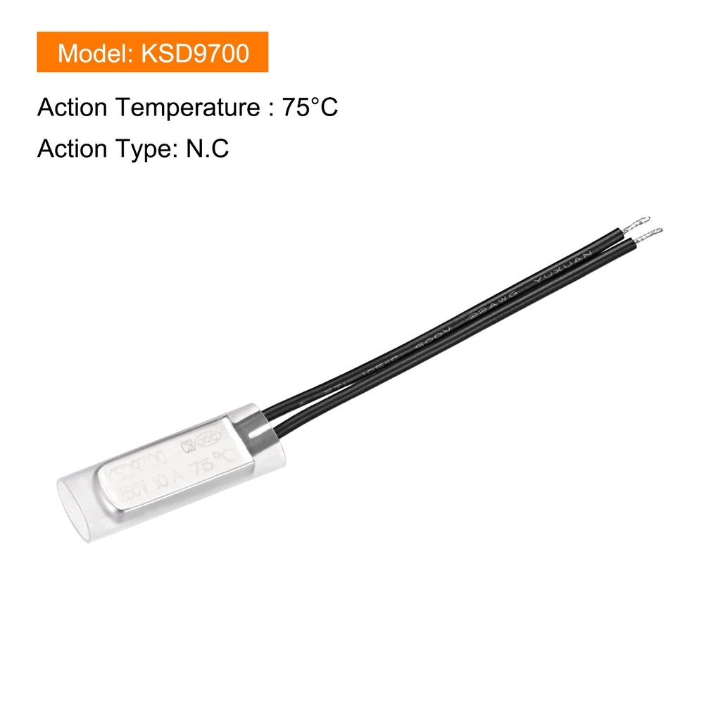 KSD9700 NC 75C Temperature Control Switch Thermostat Thermal Protector silver