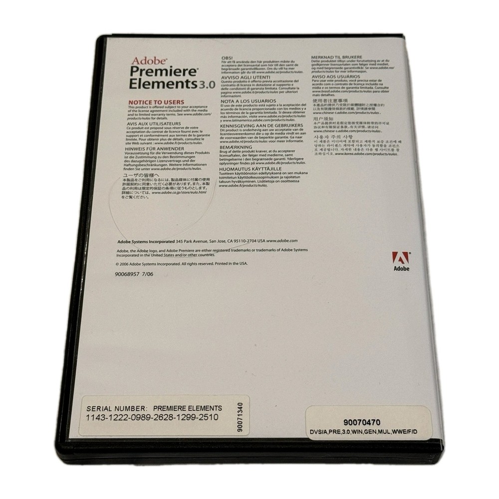 Adobe Premiere Elements 3.0 PC DVD Box Manual Vintage Video Editing Software