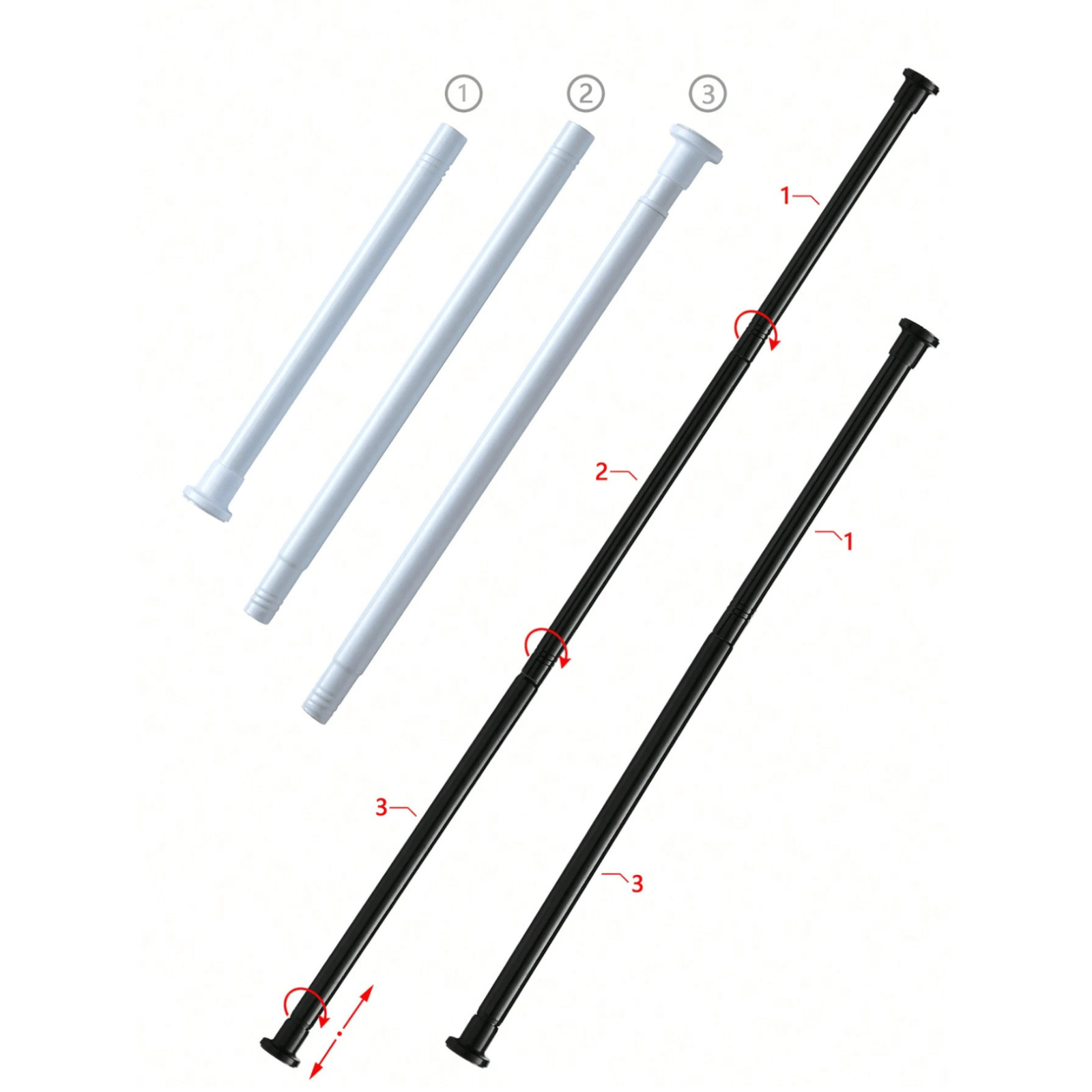 Extendable Curtain Rod Telescopic Towel Rail Pole Bath Shower Curtain ABS Rod