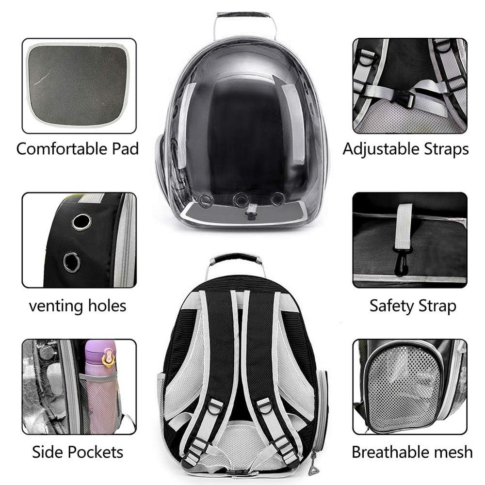 Pet Backpack Carrier with Harness Backpack with Bubble Clear Front for Cats, ...