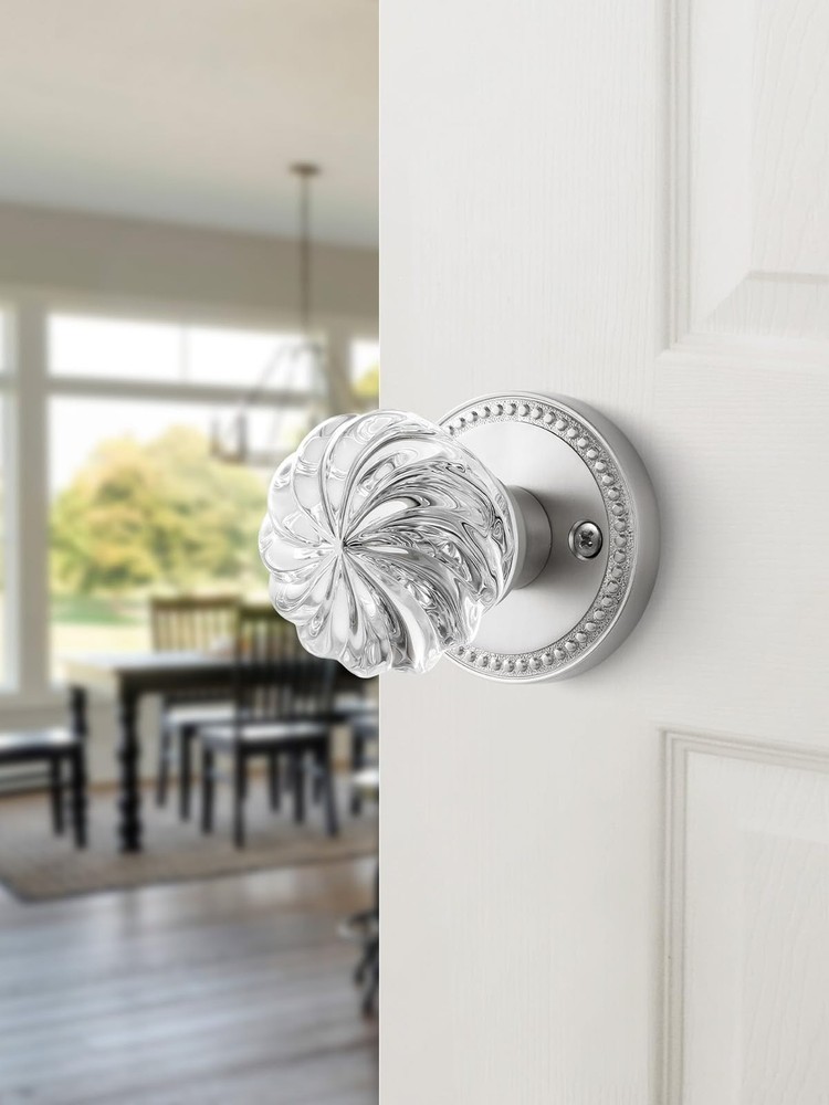 1 Pack Crystal Door Knobs Nickel Door Knob Brushed Nickel Passage Door Knobs ...