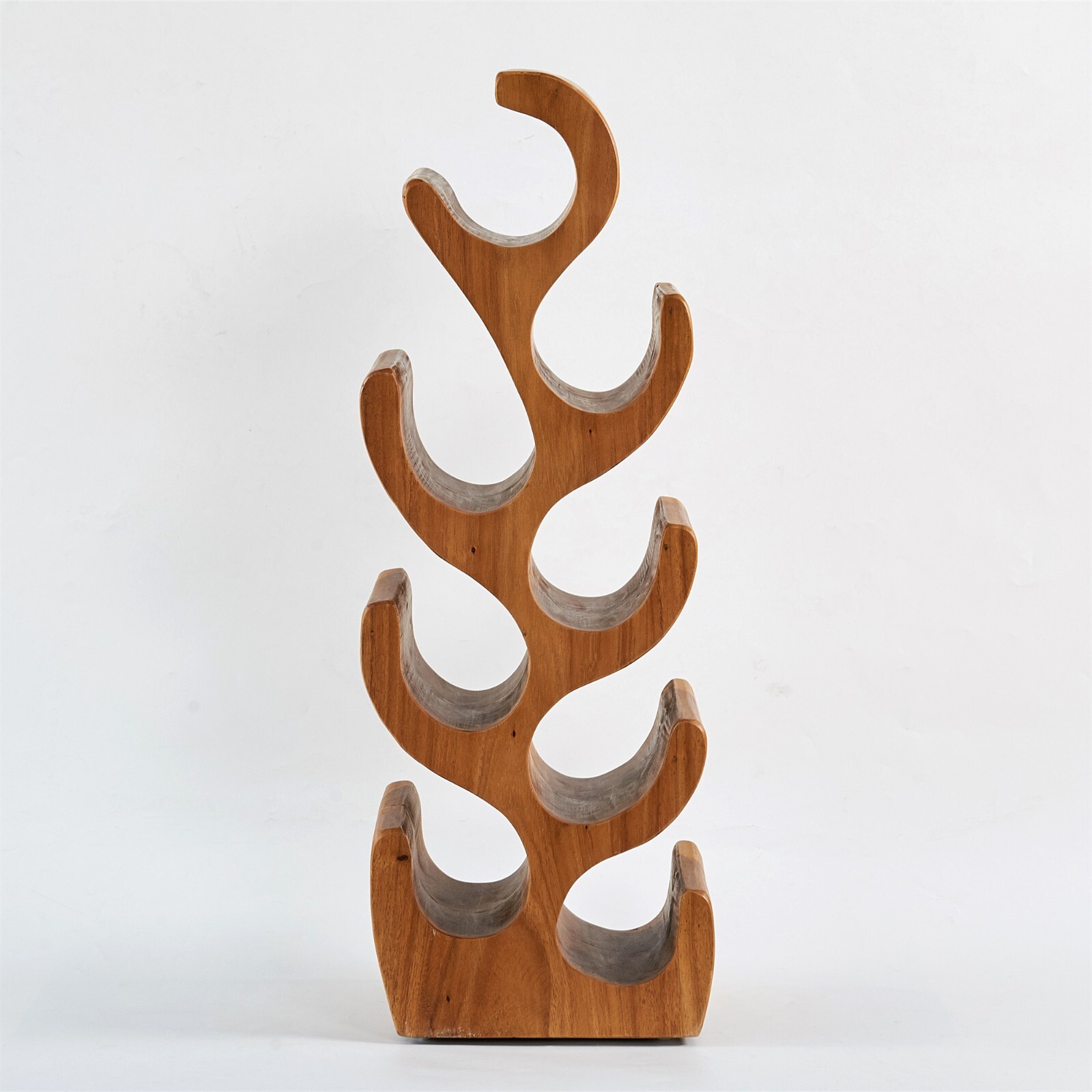 Hand-Carved Suar Wood Tree Shaped Wine Rack Bottle Holder Brown for 6/8/12