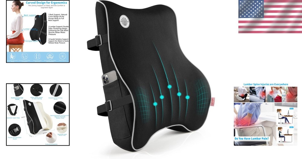 Adjustable Lumbar Support Pillow with Ergonomic Design for Comfortable Sitting