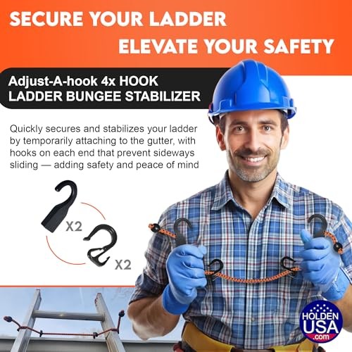 - Adjust-A-Hook Ladder Bungee - Ladder Stabilizer Hook – Single Orange Bungee