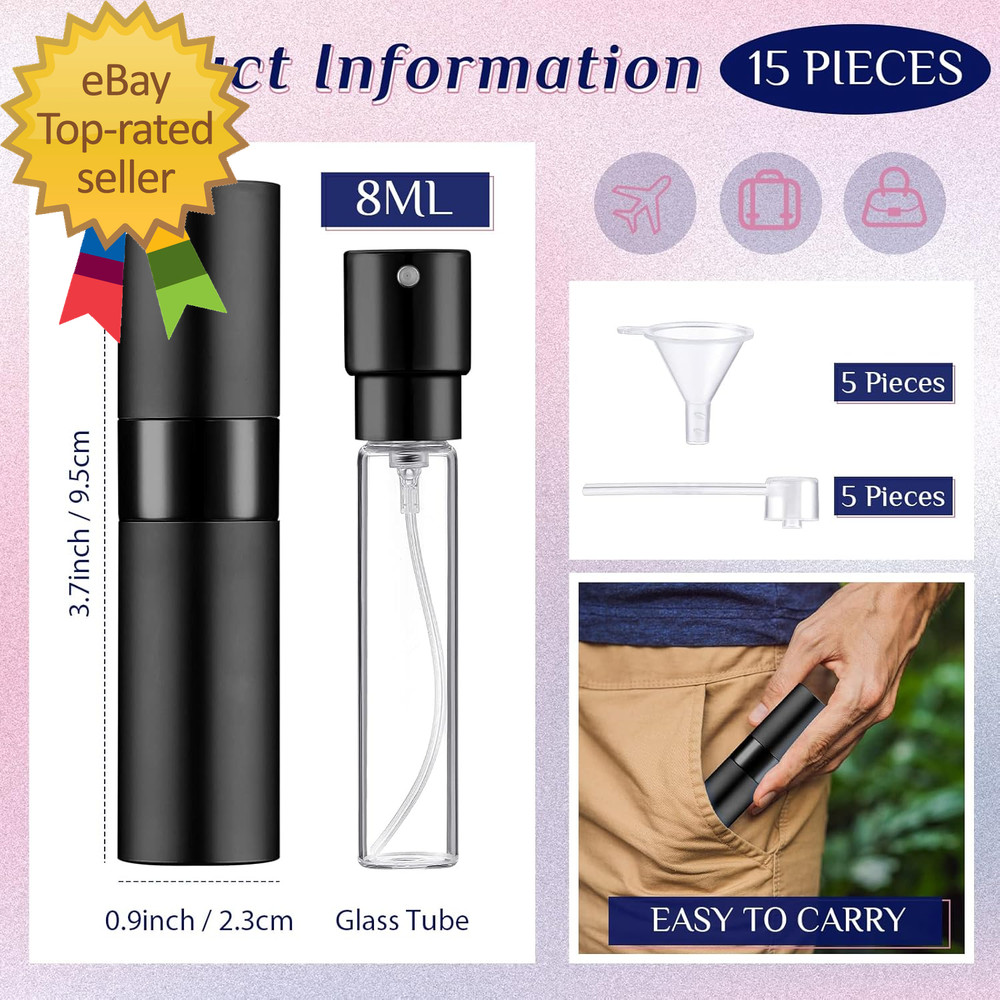 15 Pcs 8 Ml Perfume Atomizer Refillable Small Perfume Spray Bottle Empty