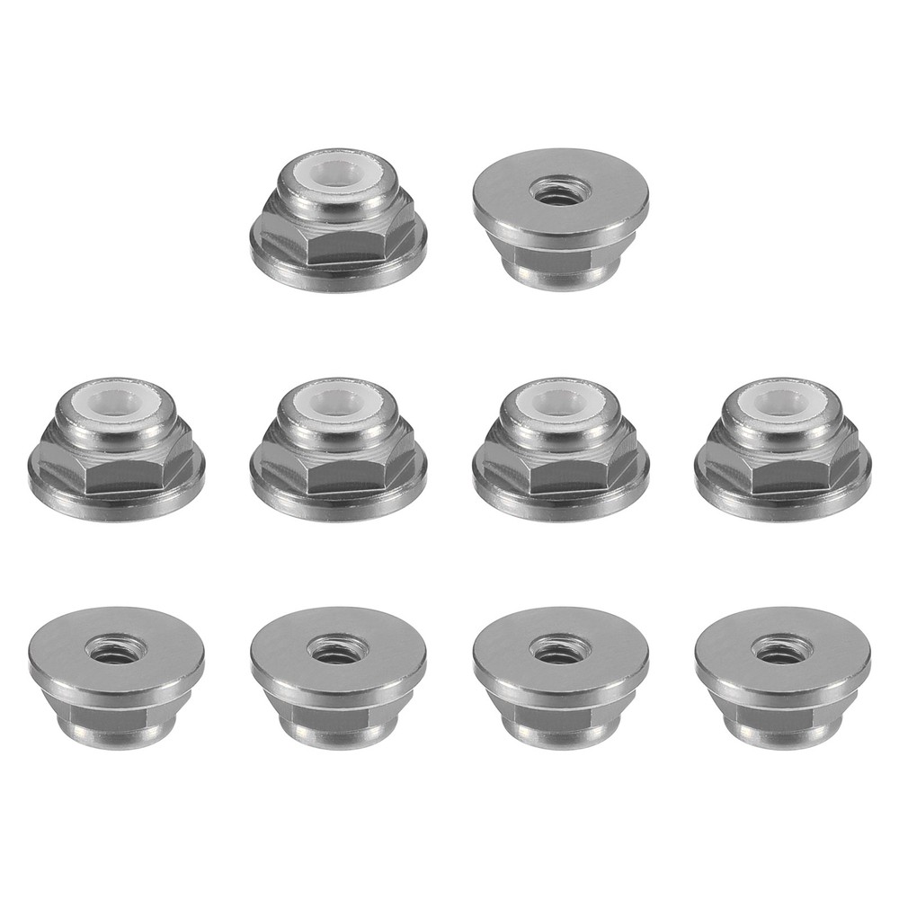 Nylon Insert Hex Lock Nuts, 10pcs - M2x0.4mm Self-Locking Nut(Titanium Gray)