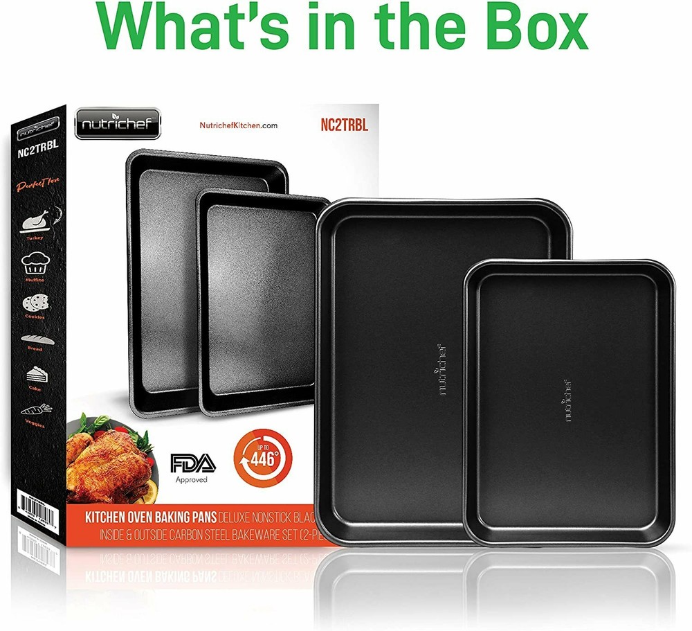 NutriChef 2-Pc. Nonstick Cookie Sheet Baking Pan - Professional Quality
