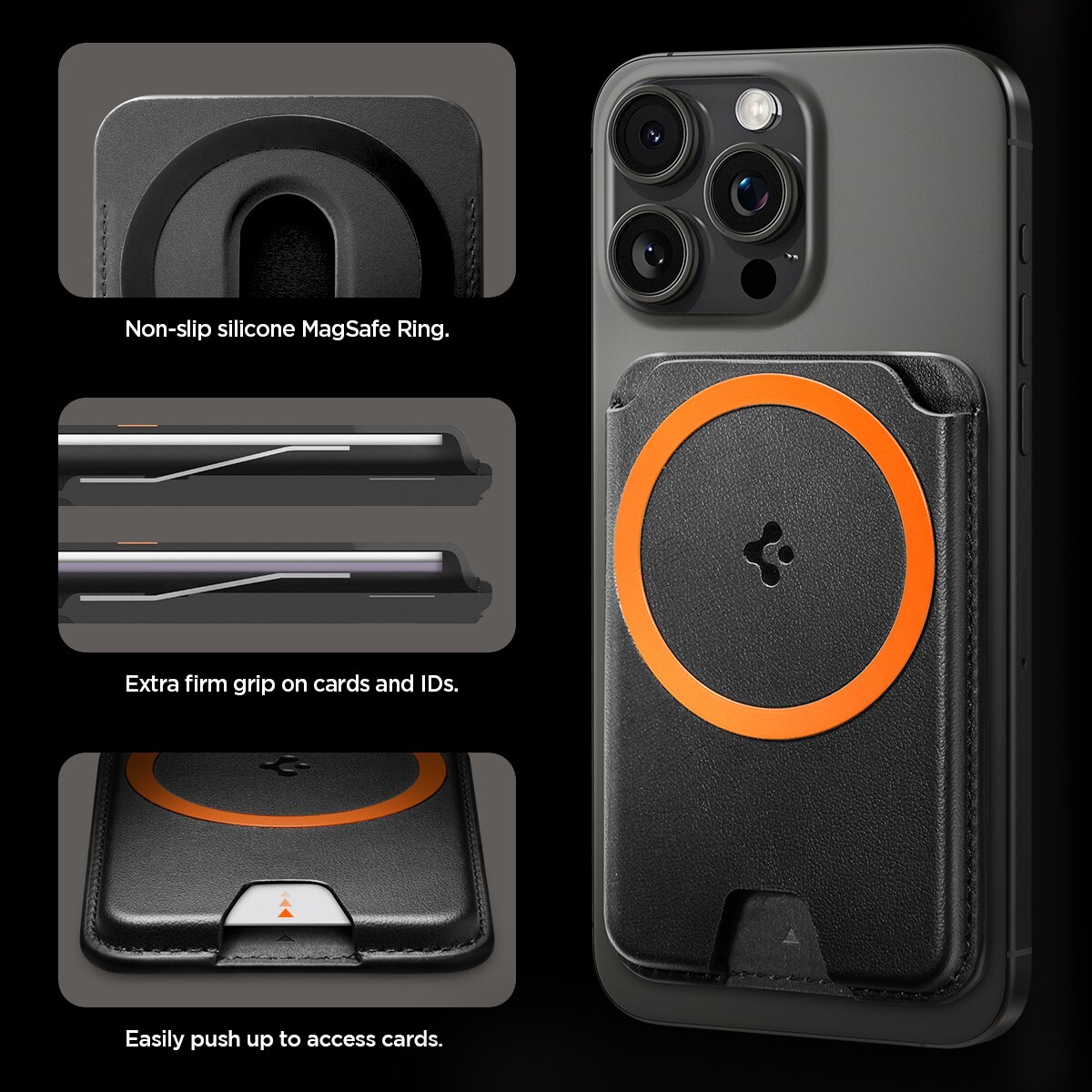 For iPhone | Spigen MagSafe Card Holder Valentinus Dual Magnets 3 Cards MagFit+