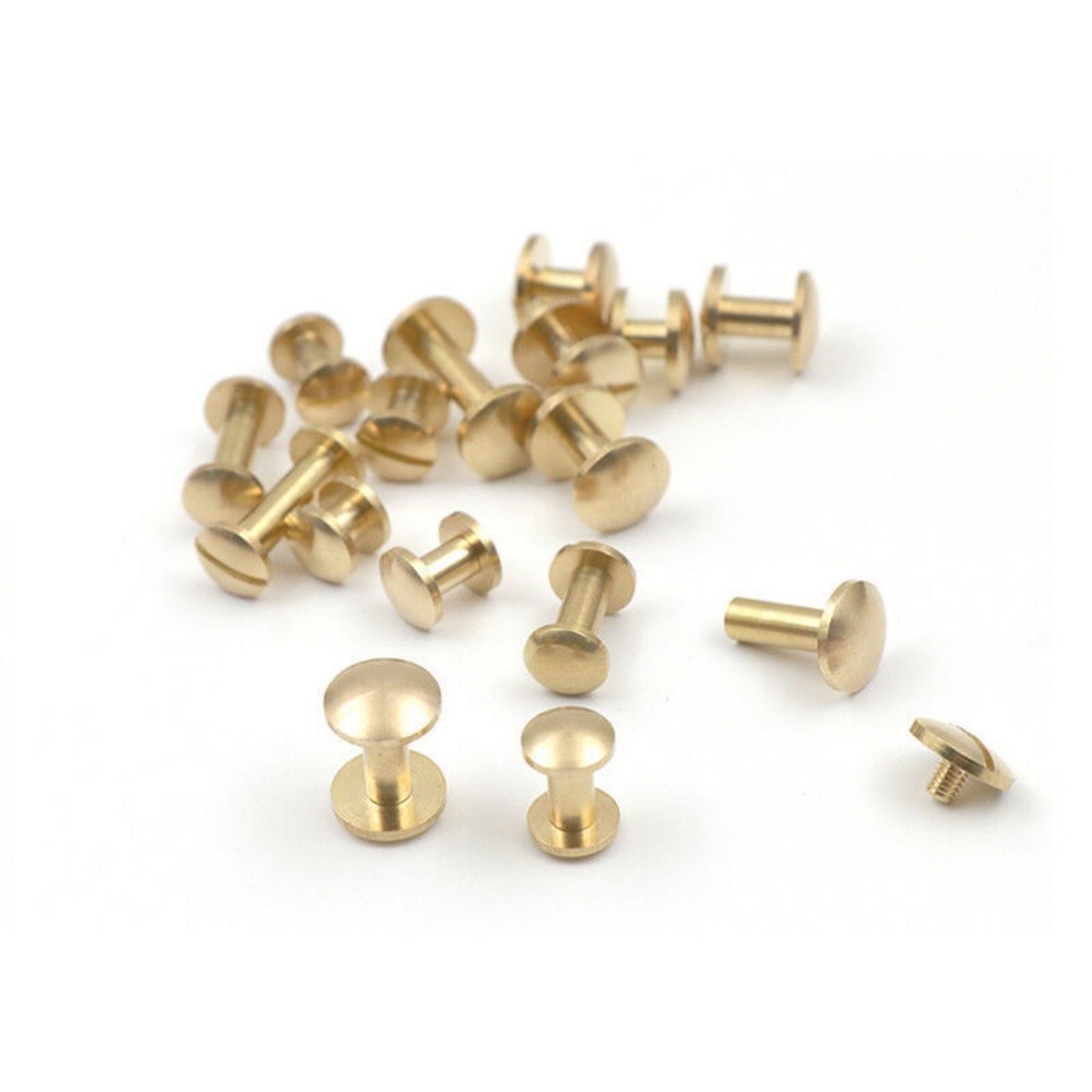 Solid Brass 8mm 10mm Wide Chicago Screws Studs Leather Craft Rivets Binding Book