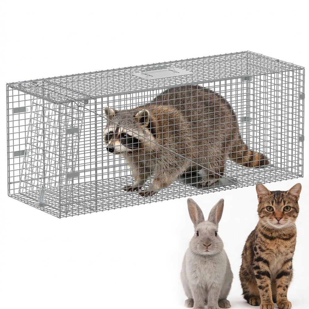 46" Live Animal Trap Cage with Carrying Handle & Sensitive Trigger, Collapsible