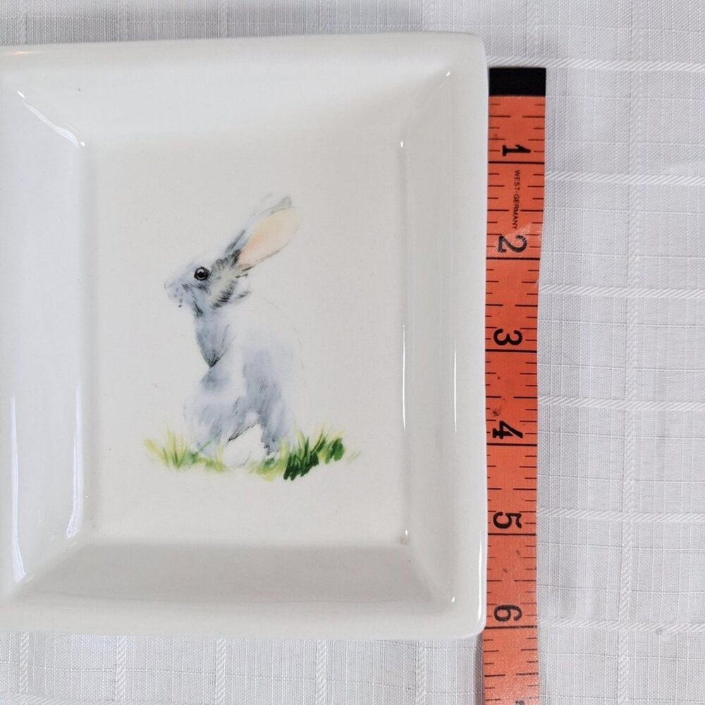 3 Compartment Ceramic Bunny Serving Dish Candy Appetizer 14.5" x 6"