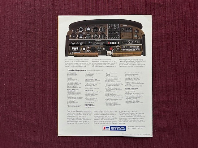 Piper Archer II 1977 Brochure