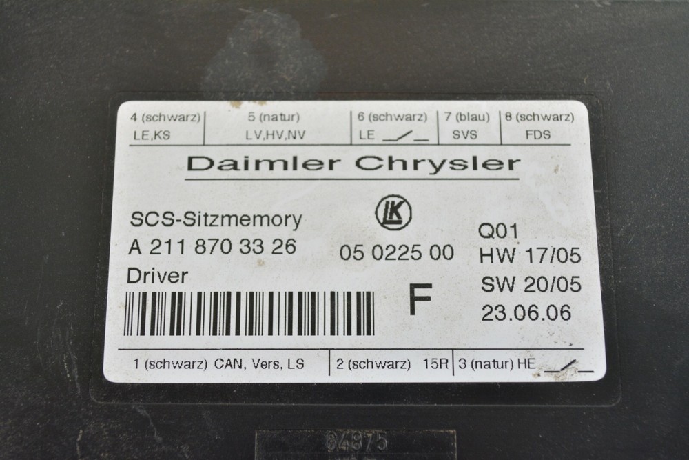 MERCEDES BENZ C230 LEFT HAND FRONT DRIVER SEAT CONTROL MODULE OEM