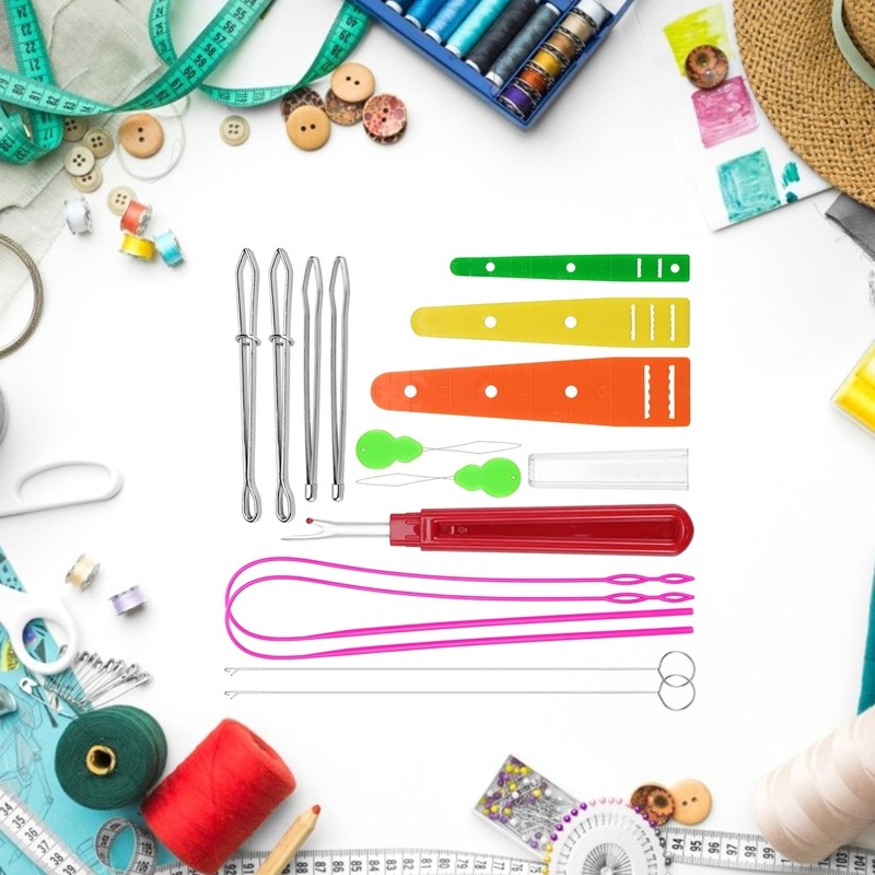 DIY Craft Sewing Kit Drawstring Threader Tools Set for Hobbyist Patchwork