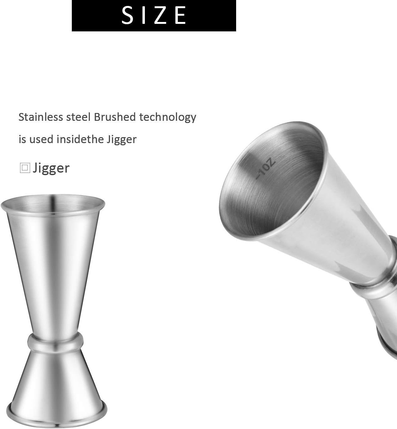Stainless Steel Muddler for Cocktails,Mixing Spoon and Measuring Silver
