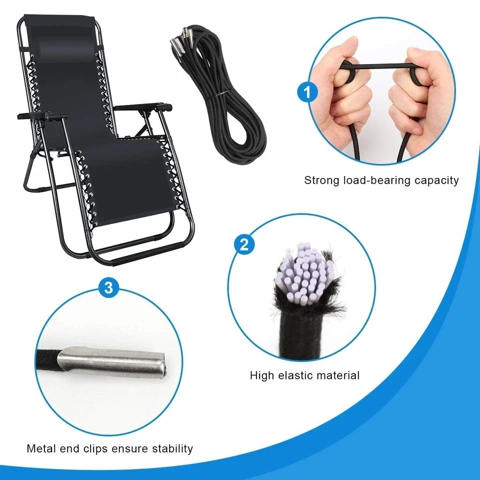 Universal Replacement Cord for Zero Gravity Chair, 4 Pack Elastic Cords Repai...