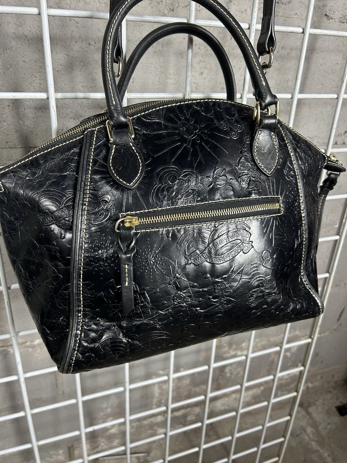 Dooney & Bourke Embossed Leather Disney Sketch Satchel Mickey Mouse Bag Purse