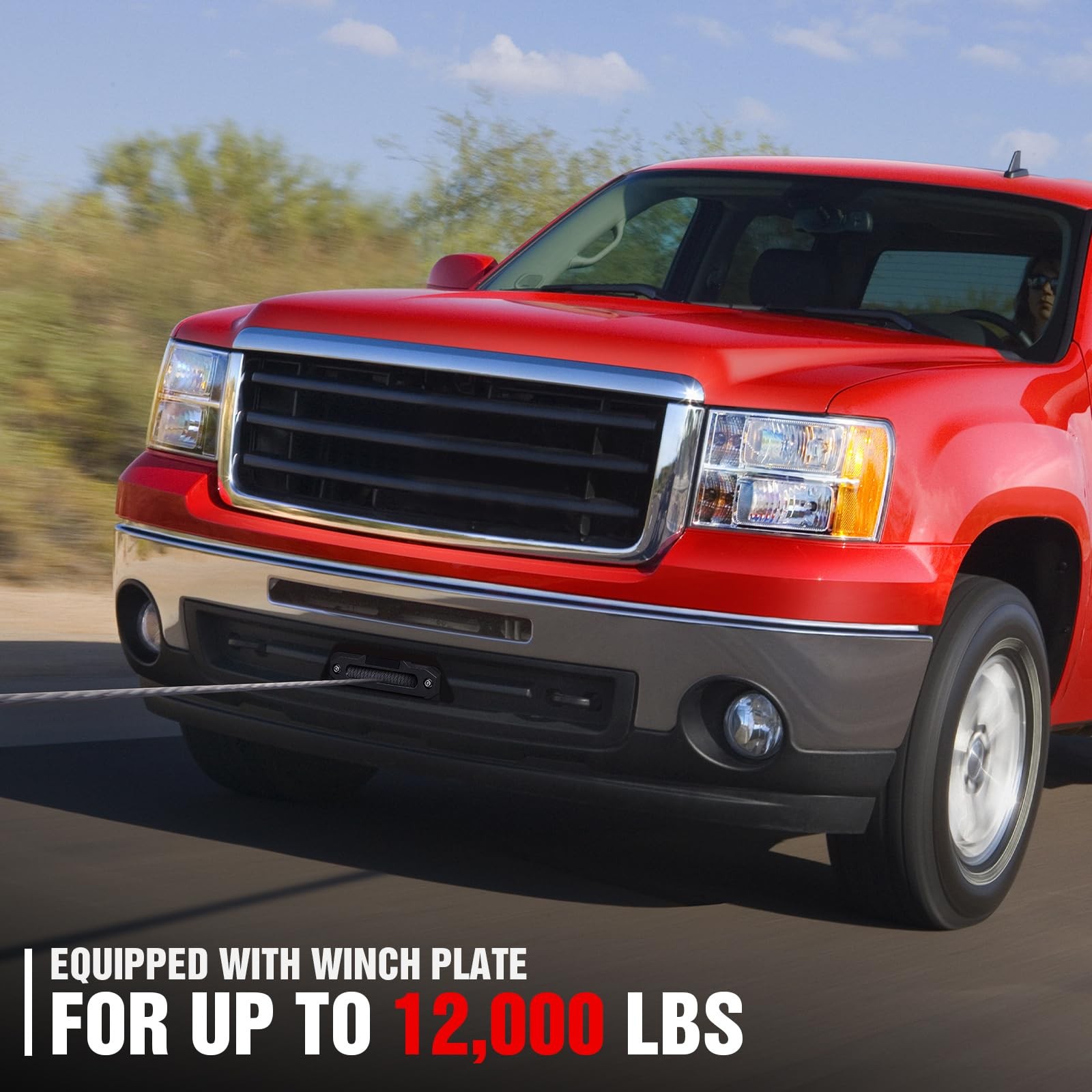 Black Winch Mount Plate 10x4.5 Bolt Pattern for 2007-2013 Silverado Sierra 1500