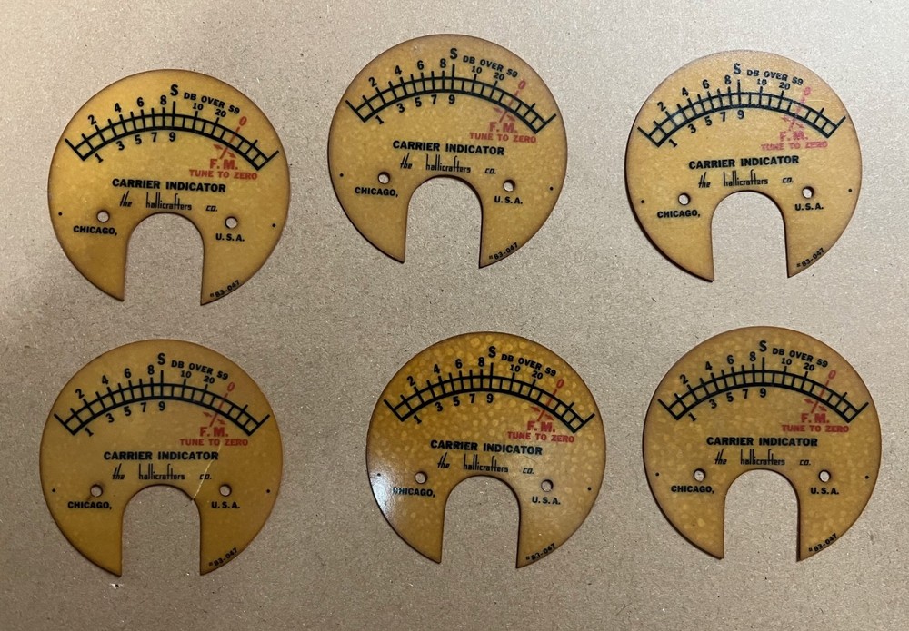 6 Hallicrafters S-Meter Indicator plates.