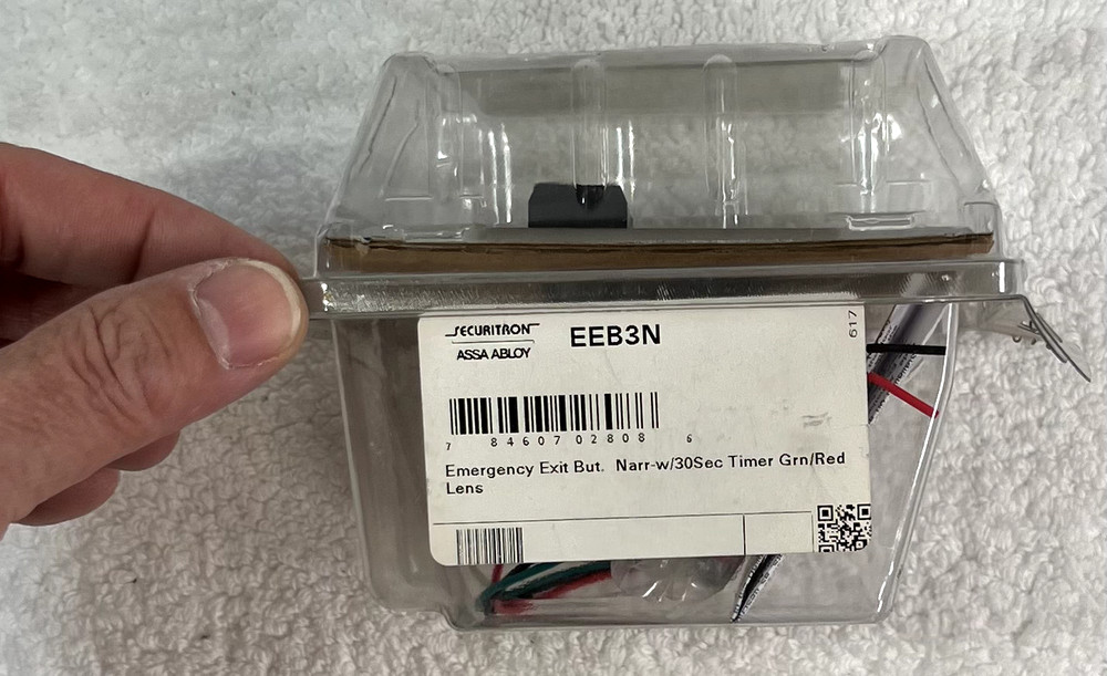 EEB3N Narrow Stile Push to Exit Button w/ 30s Timer - Green/Red - Securitron