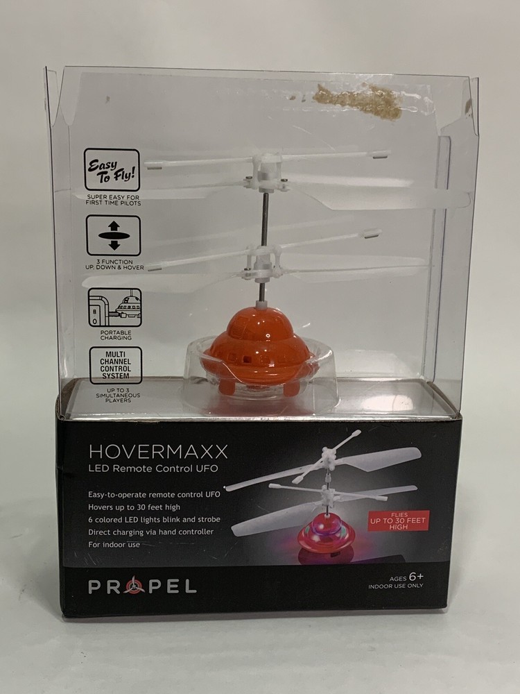 Red Remote-Controlled UFO Toy Propel Hovermaxx RC Ages 6+ Open Box