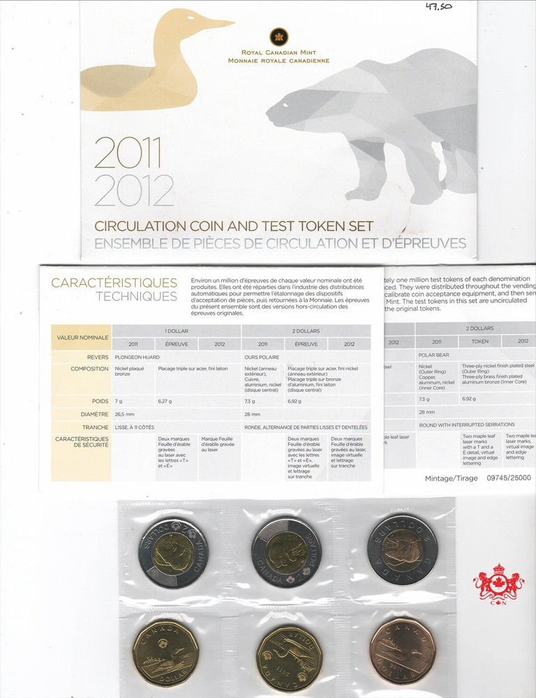 2011-2012 Canada Proof Like Set Test Token - Royal Canada Mint - Stock Pictures