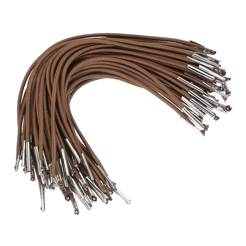 50 Pcs 6 Inch Elastic Barbed Cord 2 mm Loop Stretch Round String Brown