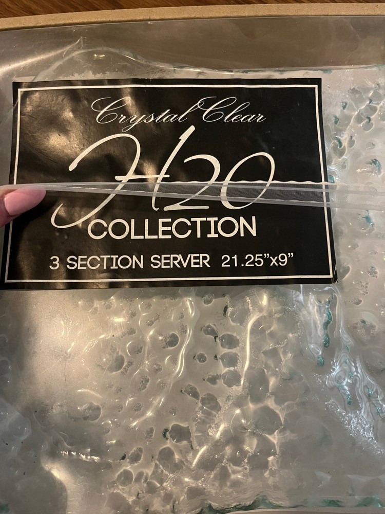 Crystal Clear Bubble Glass H2O Collection 3 Section Serving Tray