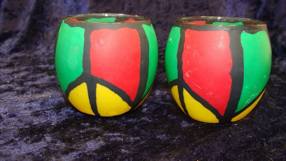 TWO FESTIVE CANDLE HOLDERS ~ 2” ~ Great Condition ~