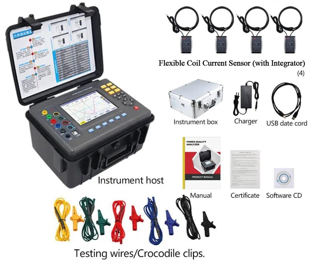 Three Phase Power Quality Analyzer Energy Quality Meter with Current 10A-6000A