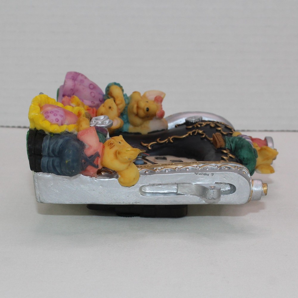 Sewing Machine Clock with Mice Ceramic Free Standing