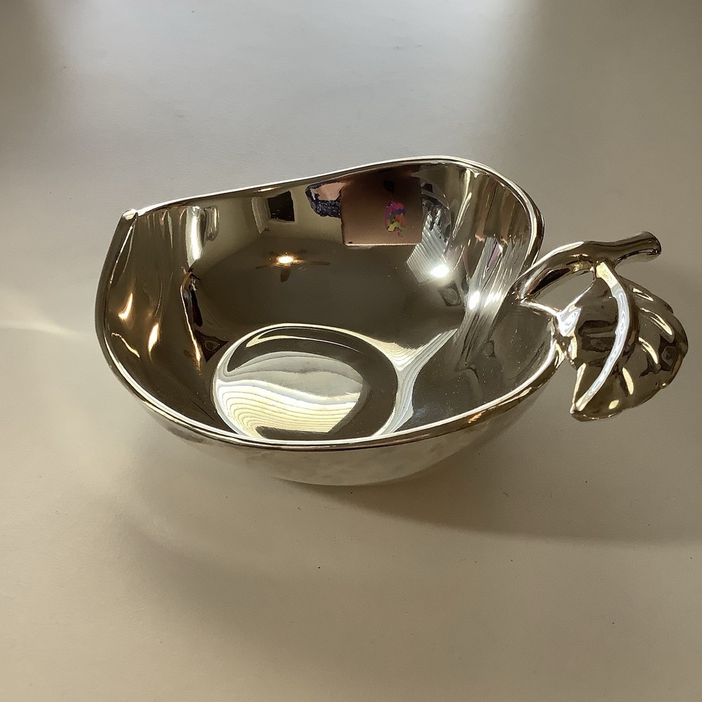 Silver Plate Apple Trinket Dish Candy Nut Bowl Apple Shaped Silver plated Dish