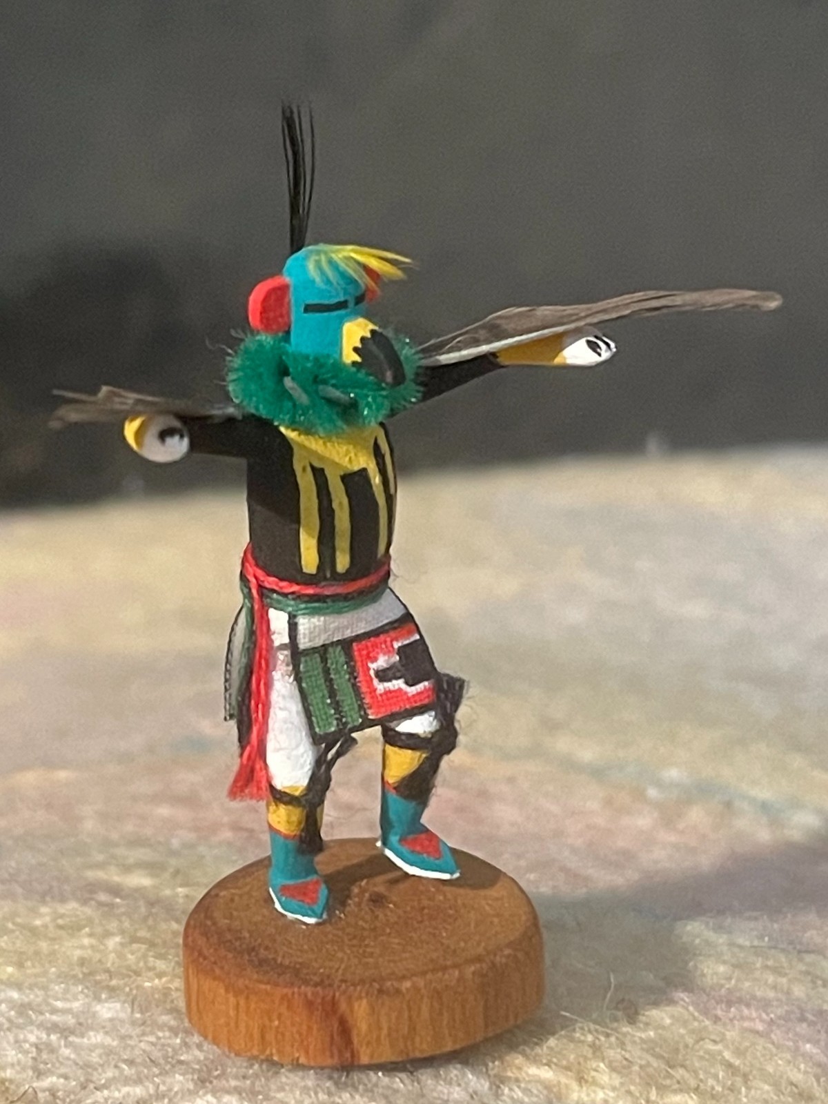 TINY ART-MINIATURE-NATIVE AMERICAN-KACHINA-SIGNED HOPI EAGLE '99-NEW CONDITION