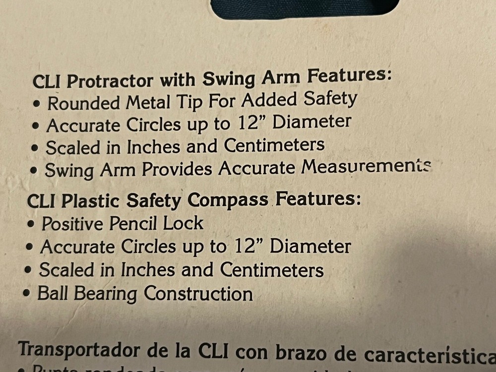 CLI Safety Compass and Protractor with Safety Point & Swing Arm