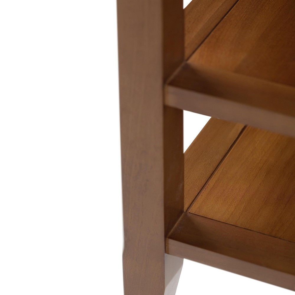 Acadian End Table - 19 inch Wide Solid Wood Square Side Table with 2 Open She...