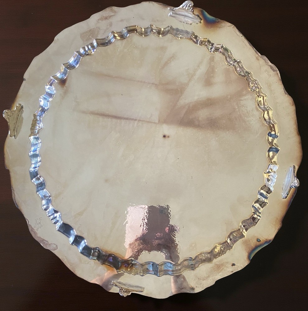 Silver-plated copper punch bowl with grape motif