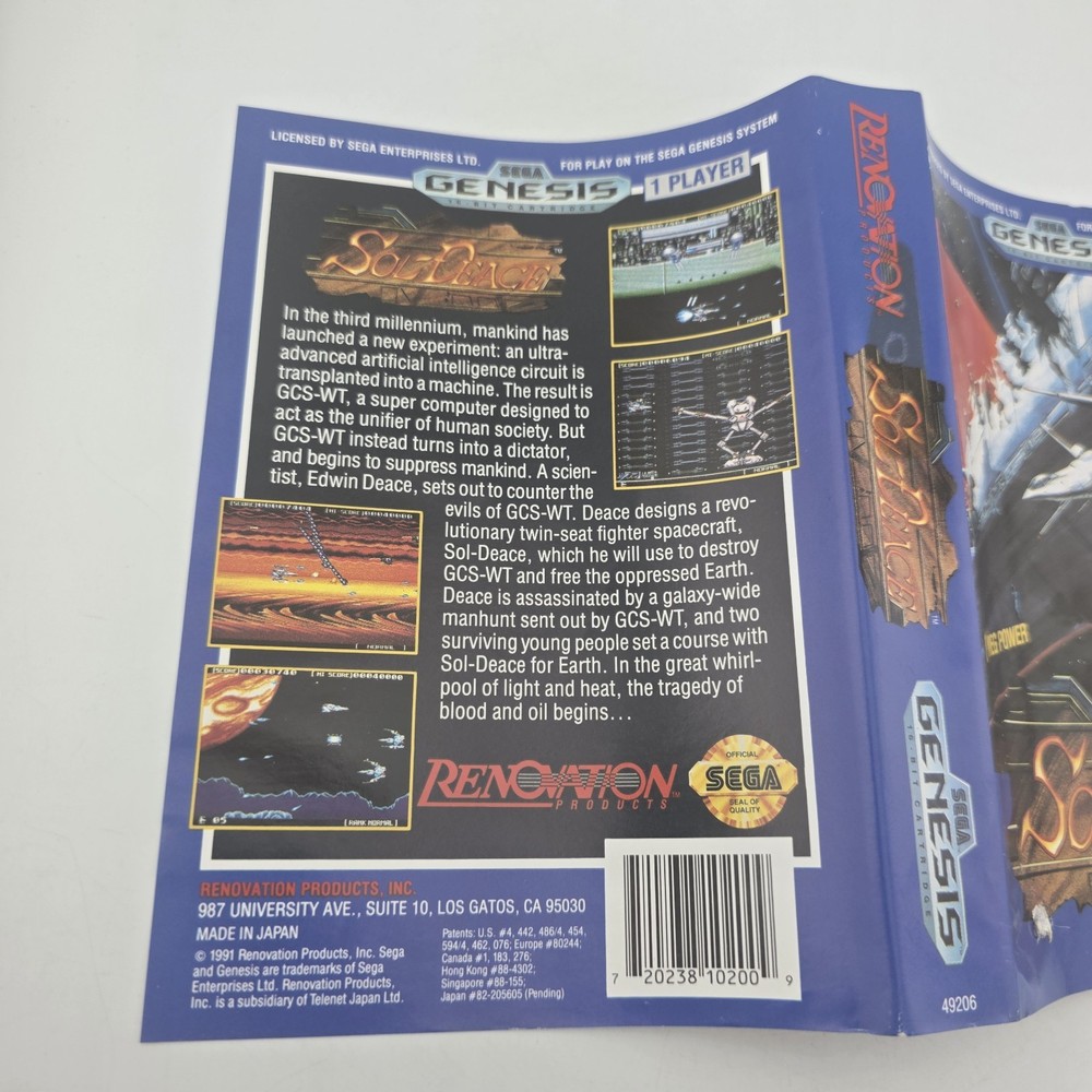Sol Deace - Case Only - Sega Genesis - Authentic (No Game)