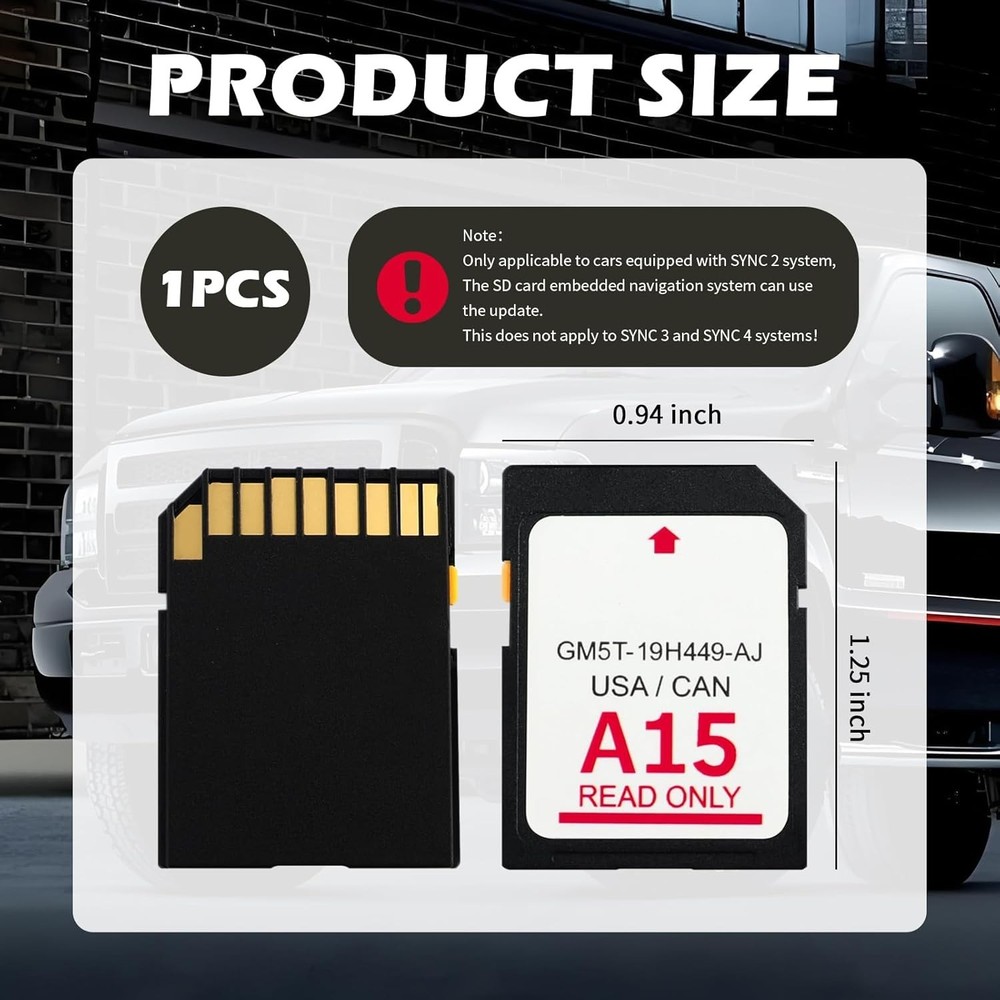 2025 Latest A15 Navigation SD Card Map Compatible with Sync 2 Ford & Black.