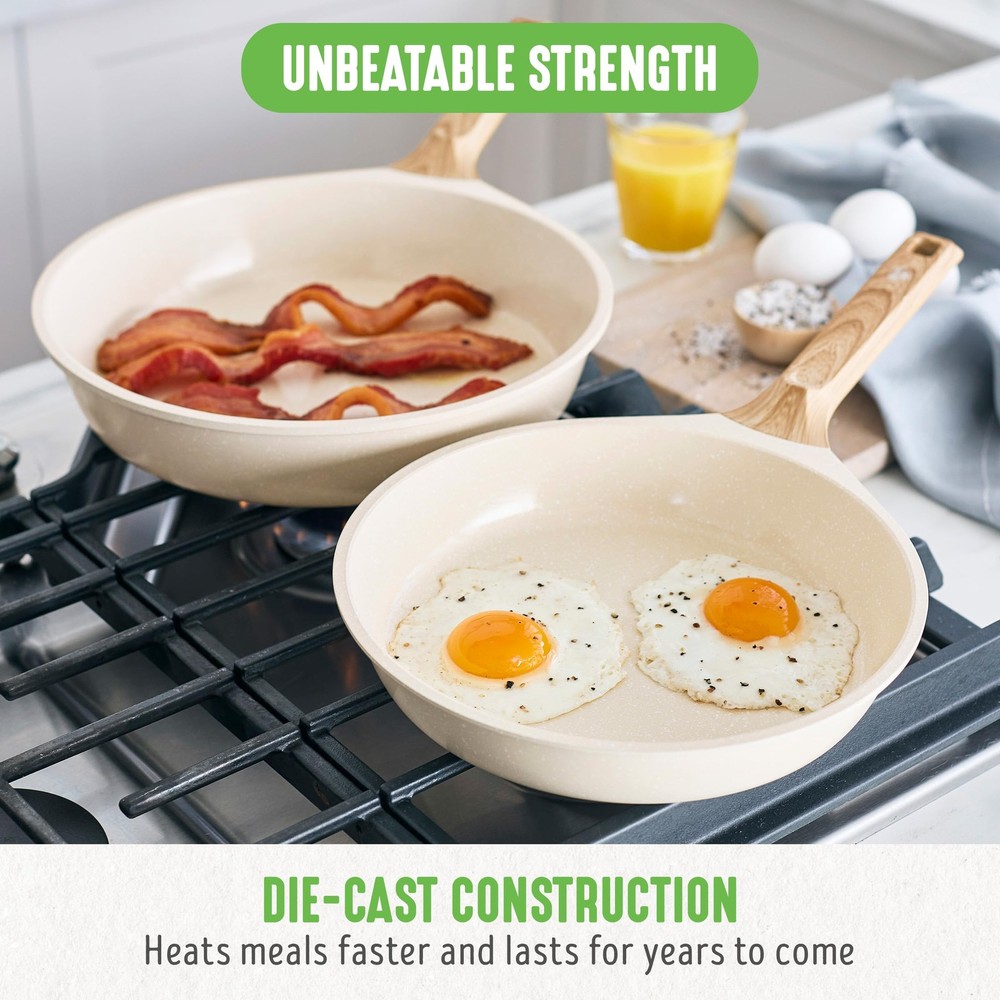 2 Piece Granite Frying Pan Set Nonstick Induction Ready Kitchen Essentials